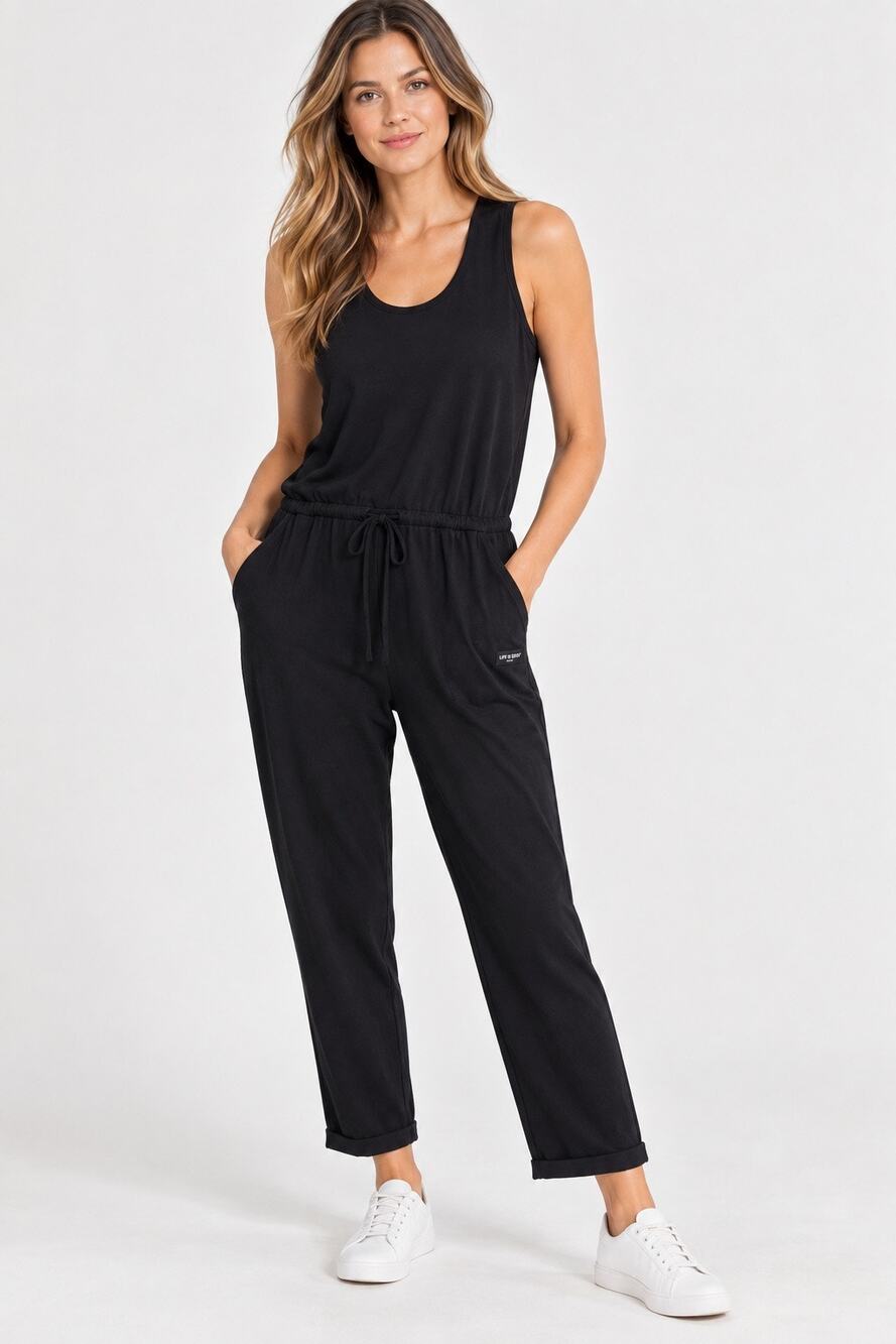 Life is Good Crusher-Flex Romper Womens XL Black Sleeveless Jumpsuit NWT $78